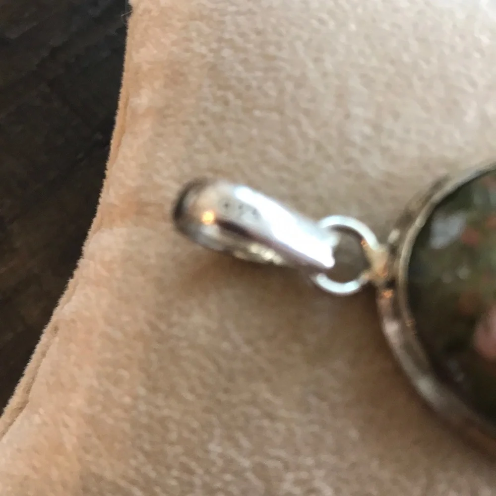 Silver & Unakite (Bad Habits Pendant) Pendant - Picture 4 of 13